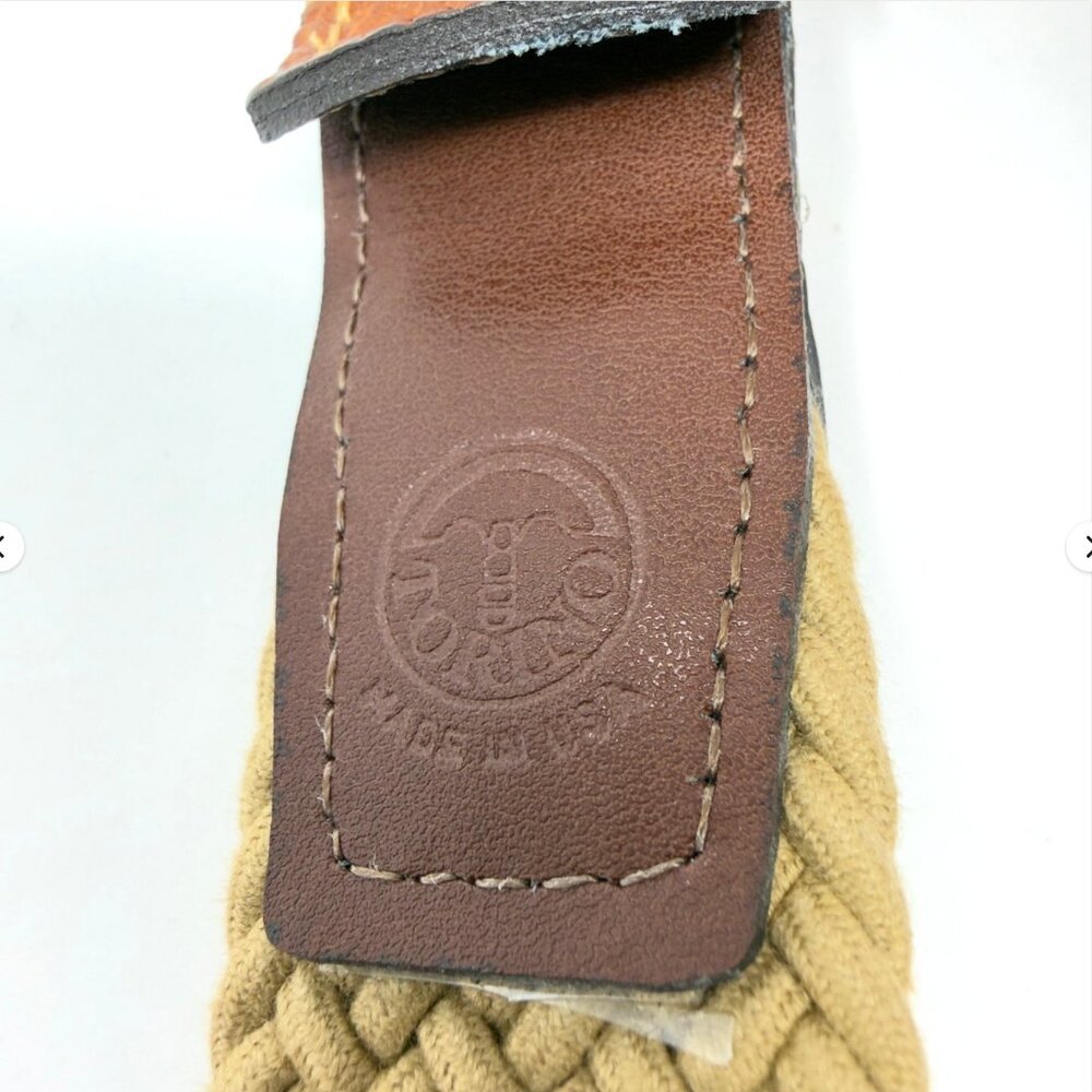 Torino Leather Co Woven Elastic Belt Khaki Brown 54 - Picture 6 of 8